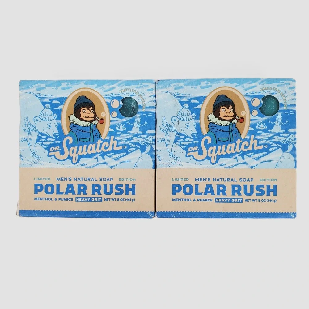 Dr Squatch Polar Rush Limited Edition Mens Natural Soap 5oz Heavy Grit‎ 2 Pack
